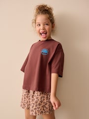 Brown Cinnamon Oversized Graphic Print T-Shirt (3-16yrs) - Image 1 of 2