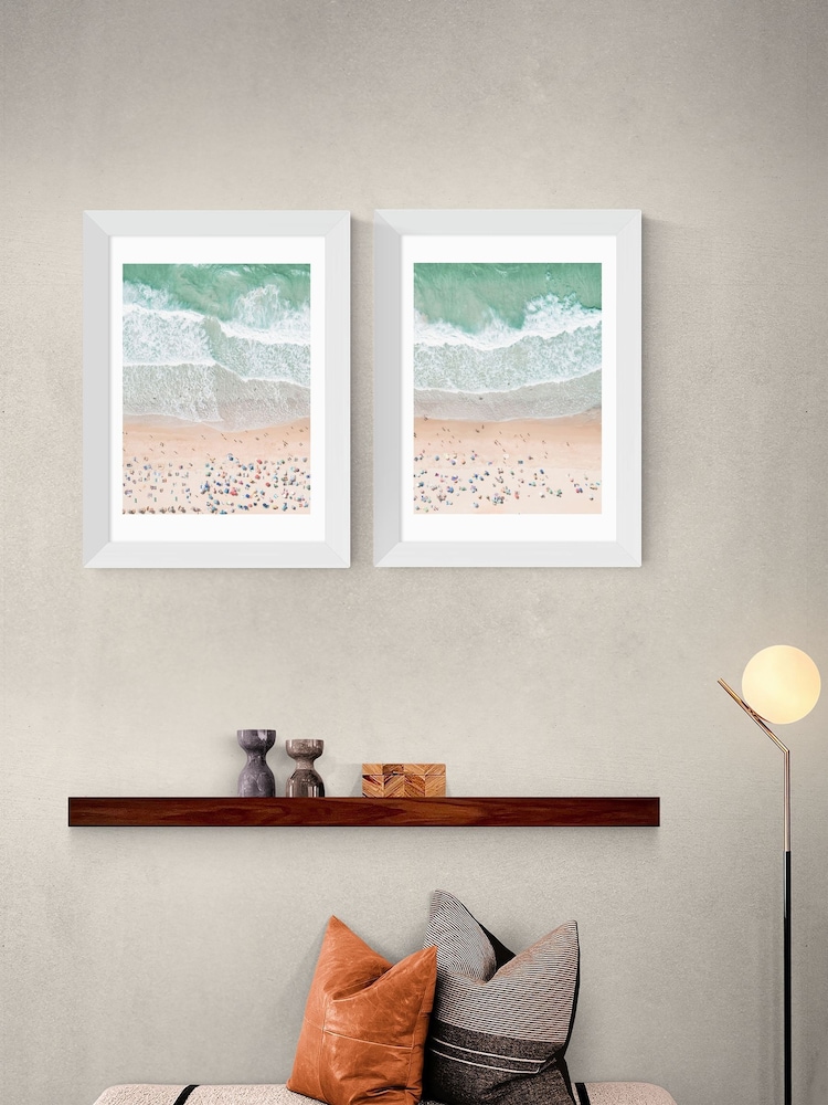 East End Prints Set of 2 White Beach Wall Art Prints by Sisi and Seb - Image 1 of 2