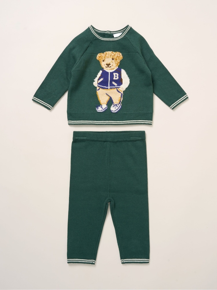 Rock-A-Bye Baby Boutique True Knit Bear Jumper and Trousers Outfit Set - Image 1 of 5