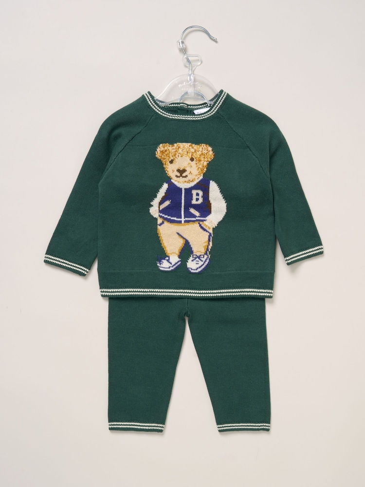 Rock-A-Bye Baby Boutique True Knit Bear Jumper and Trousers Outfit Set - Image 2 of 5