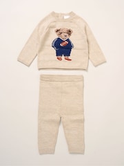 Rock-A-Bye Baby Boutique True Knit Bear Jumper and Trousers Outfit Set - Image 1 of 5
