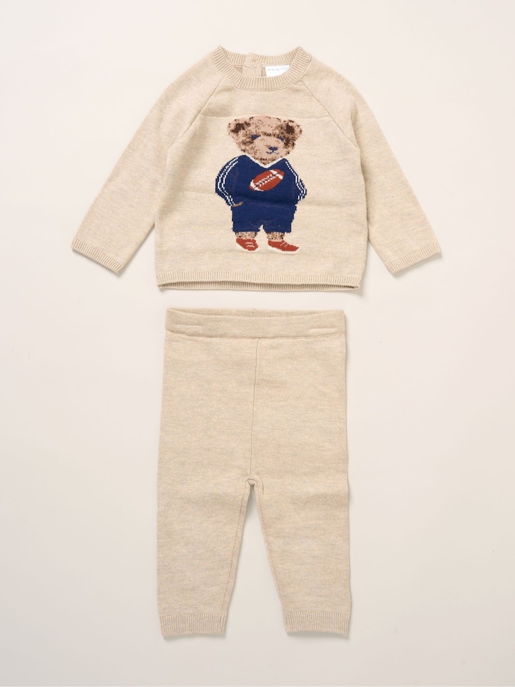 Rock-A-Bye Baby Boutique True Knit Bear Jumper and Trousers Outfit Set - Image 1 of 5