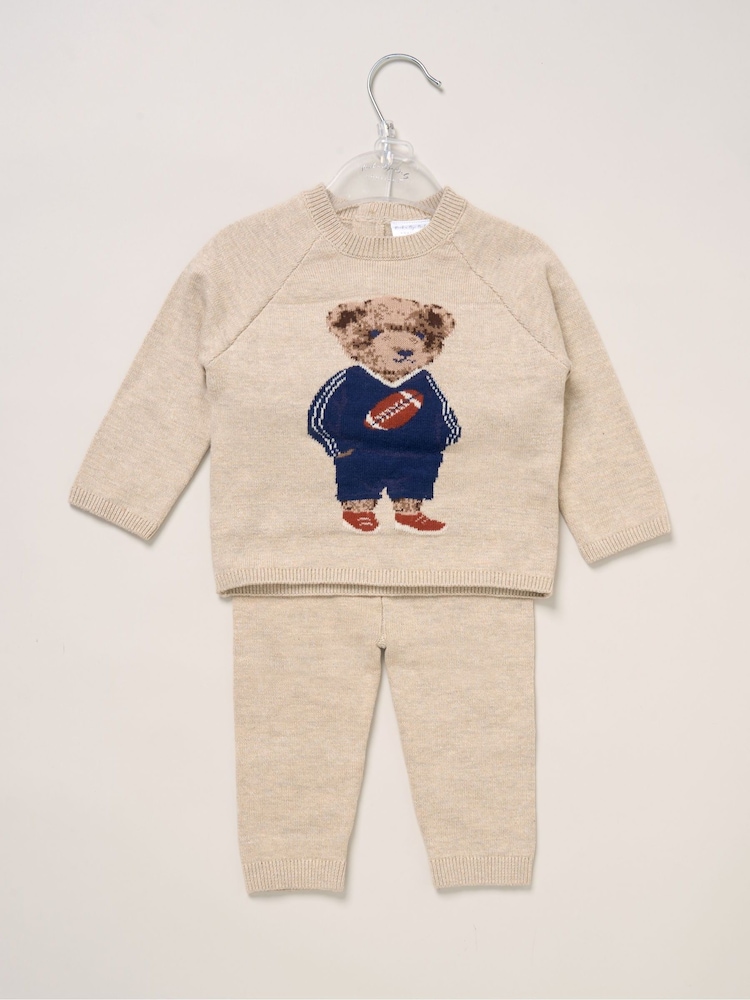 Rock-A-Bye Baby Boutique True Knit Bear Jumper and Trousers Outfit Set - Image 2 of 5