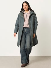 FatFace Inverness Teal Blue Long Raincoat - Image 1 of 6