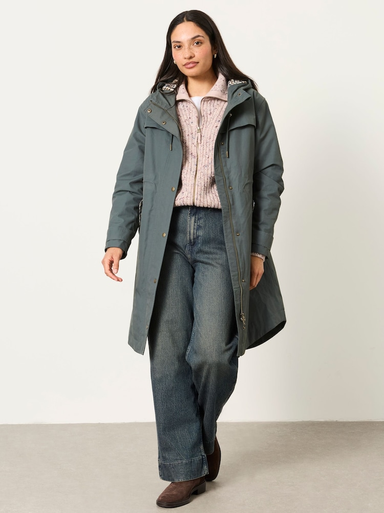 FatFace Inverness Teal Blue Long Raincoat - Image 1 of 6 FatFace Inverness Teal Blue Long Raincoat - Image 1 of 6