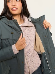 FatFace Inverness Teal Blue Long Raincoat - Image 3 of 6