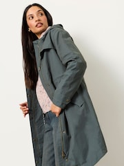 FatFace Inverness Teal Blue Long Raincoat - Image 5 of 6