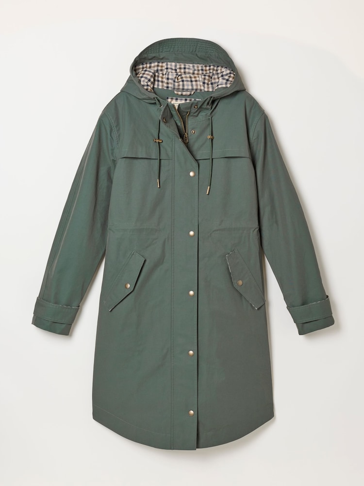 FatFace Inverness Teal Blue Long Raincoat - Image 6 of 6 FatFace Inverness Teal Blue Long Raincoat - Image 6 of 6