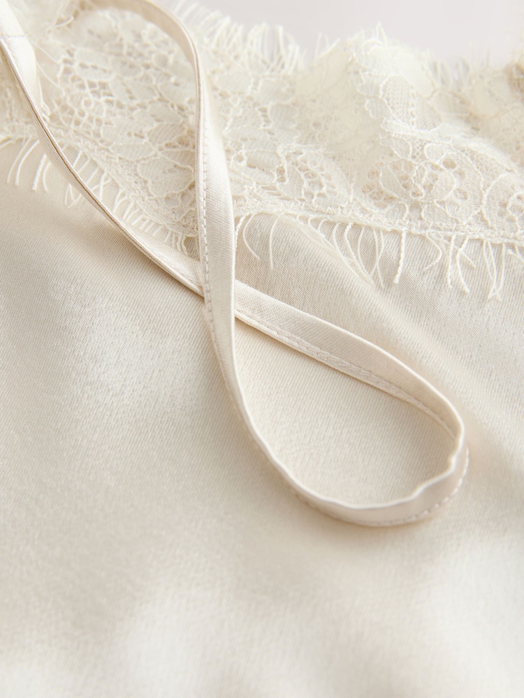 Cream Side Split Lace Trim Cami Top - Image 2 of 3