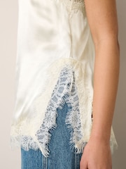 Cream Side Split Lace Trim Cami Top - Image 5 of 8