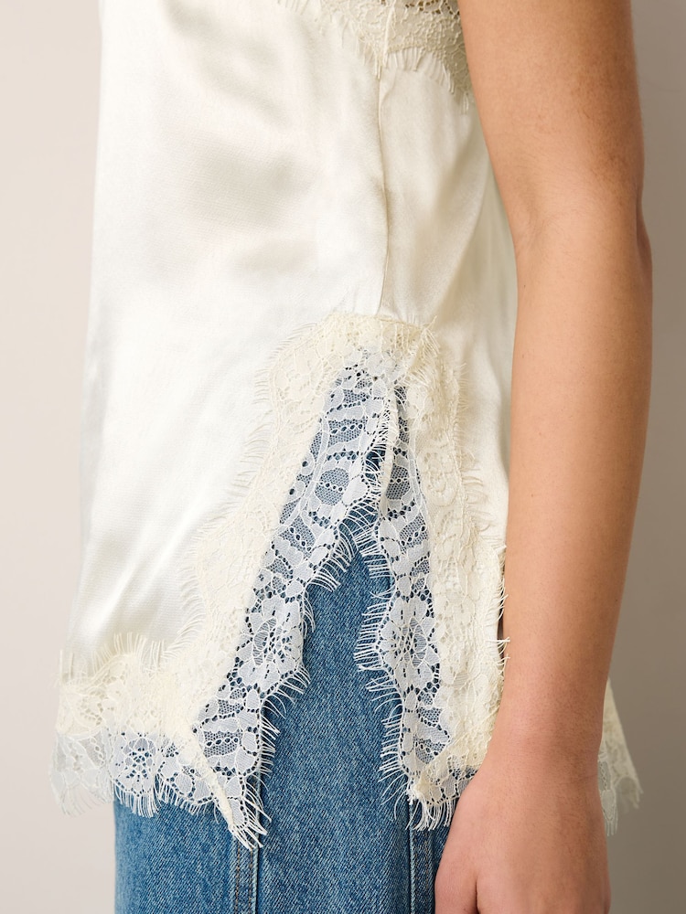 satin lace trim cami dress Dreamy Era Satin Lace Trim Cami