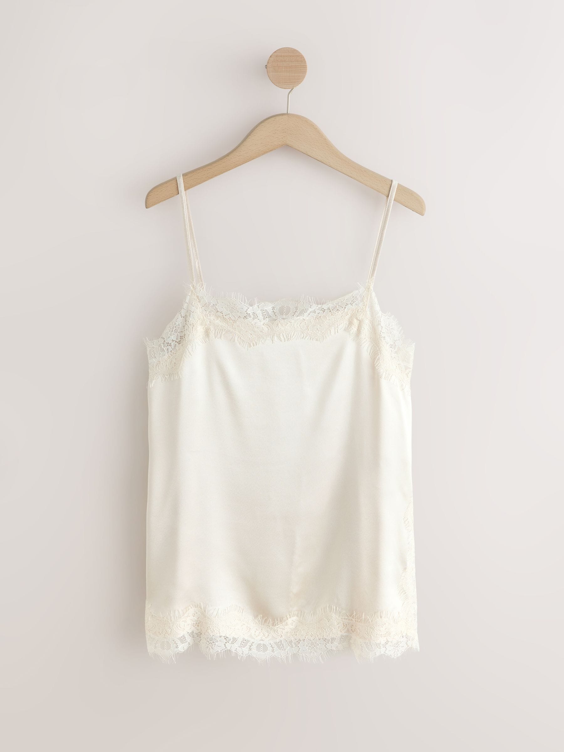 Buy Cream Side Split Satin Lace Trim Cami Top from Next USA