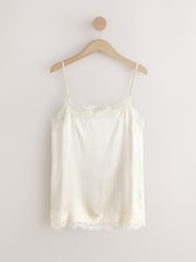 Cream Side Split Lace Trim Cami Top - Image 6 of 8
