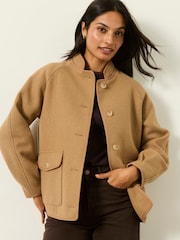 FatFace Orla Tan Brown Wool Jacket - Image 3 of 5