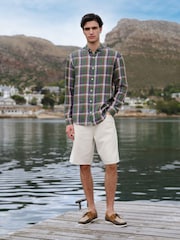 Green Madrass 100% Linen Check Long Sleeve Shirt - Image 2 of 9