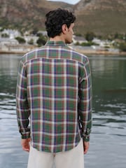 Green Madrass 100% Linen Check Long Sleeve Shirt - Image 3 of 9
