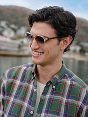 Green Madrass 100% Linen Check Long Sleeve Shirt - Image 5 of 9
