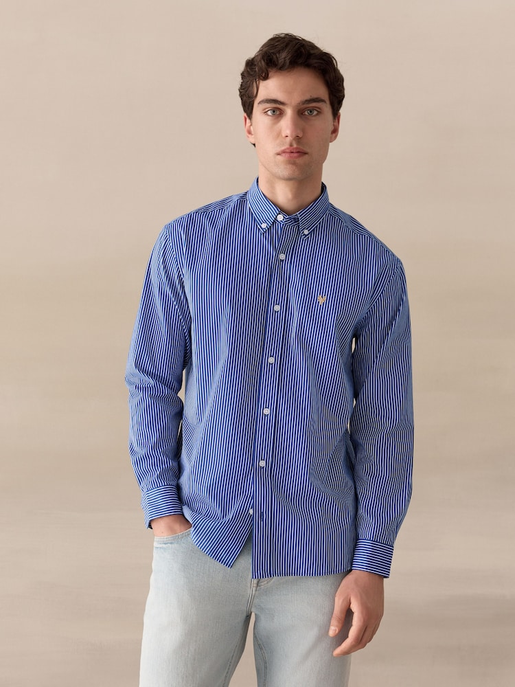 Blue/White Stripe Poplin Long Sleeve Shirt - Image 1 of 9