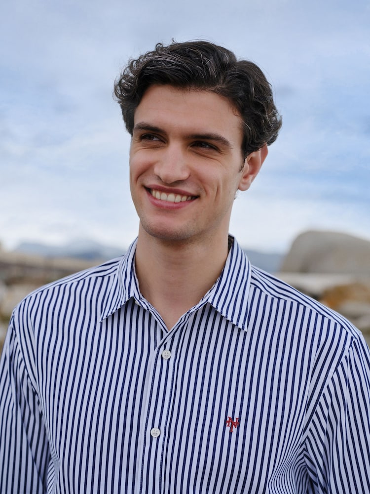 White/Blue Stripe Poplin Long Sleeve Shirt - Image 1 of 10