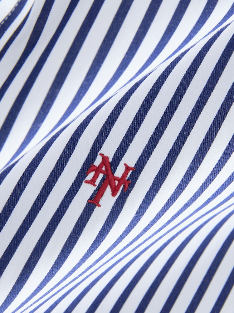 White/Blue Stripe Poplin Long Sleeve Shirt - Image 10 of 10