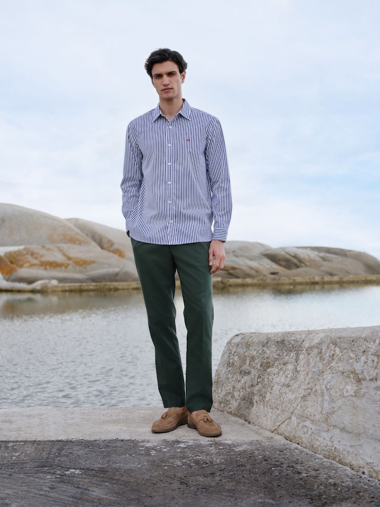 White/Blue Stripe Poplin Long Sleeve Shirt - Image 2 of 10