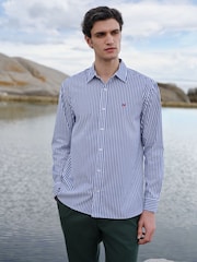 White/Blue Stripe Poplin Long Sleeve Shirt - Image 4 of 10