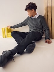 שחור - מכנסיים בגזרה רגילה לבית הספר (גיל 3 עד 17) - תמונה 2 מתוך 8