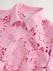 Pink N. Premium Short Sleeve Midi Lace Occasion Shirt Dress - Image 6 of 7