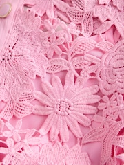 Pink N. Premium Short Sleeve Midi Lace Occasion Shirt Dress - Image 7 of 7