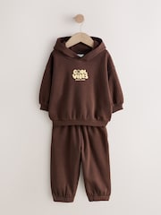 Chocolate Brown Printed Hoodie and Joggers Set (3mths-7yrs) - Image 1 of 5