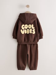 Chocolat Marron - Ensemble sweat à capuche et jogging imprimés (3mois -7ans) - Image 2 de 5