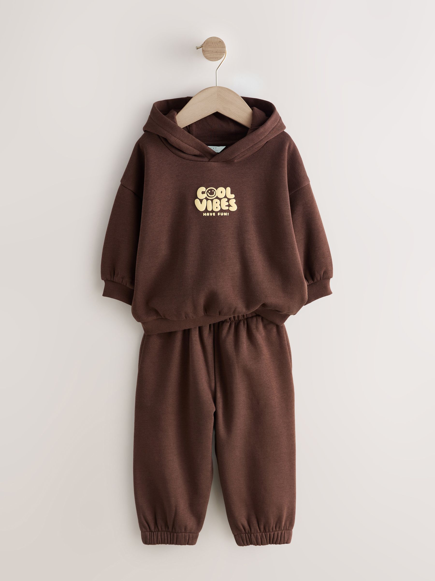 Buy Chocolate Brown Cool Vibes Printed Hoodie and Joggers Set