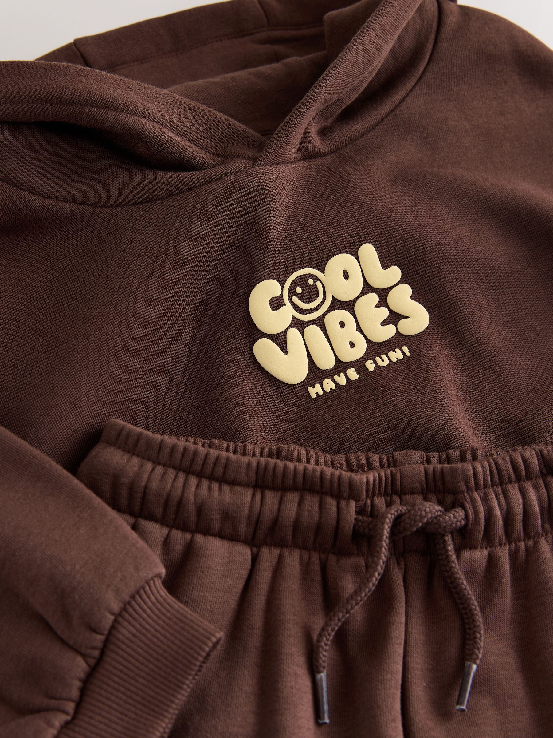 Buy Chocolate Brown Cool Vibes Printed Hoodie and Joggers Set