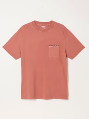 FatFace Easton Terracotta Embroidered Pocket Tshirt - Image 6 of 6