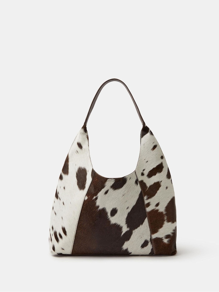 Accessorize Animal Cow Print Leather Shoulder Bag - Image 1 of 1 Accessorize Animal Cow Print Leather Shoulder Bag - Image 1 of 1