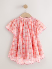 Coral Check Angel Sleeve Mesh Dress (3mths-7yrs) - Image 6 of 8