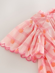 Coral Check Angel Sleeve Mesh Dress (3mths-7yrs) - Image 8 of 8