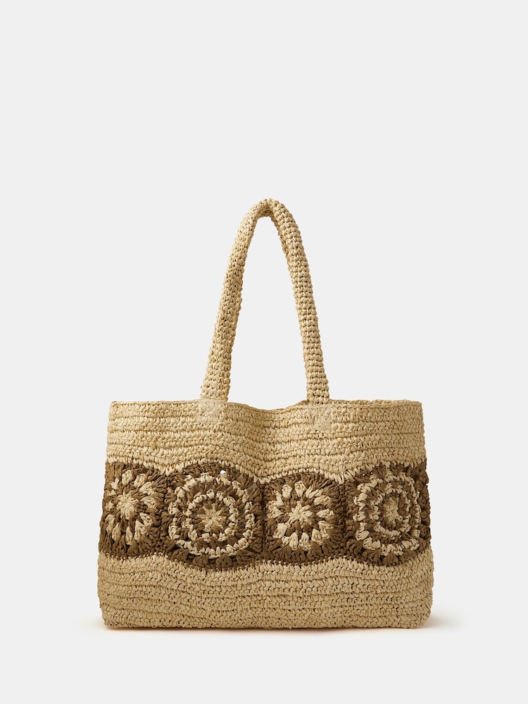Accessorize Natural Crochet Raffia Beach Bag - Image 2 of 5 Accessorize Natural Crochet Raffia Beach Bag - Image 2 of 5