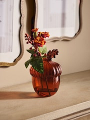 Orange Artificial Floral In Glass Acorn - Image 1 of 5