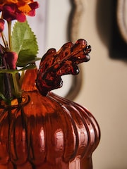 Orange Artificial Floral In Glass Acorn - Image 3 of 5