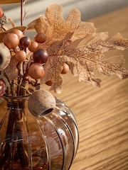 Orange Artificial Floral In Glass Acorn - Image 4 of 5