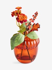 Orange Artificial Floral In Glass Acorn - Image 5 of 5