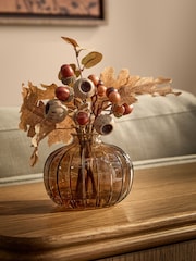Autumn Artificial Florals In Pumpkin Shape Glass Vase - Bild 1 von 5