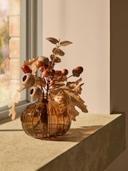 Autumn Artificial Florals In Pumpkin Shape Glass Vase - Bild 2 von 5