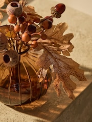 Autumn Artificial Florals In Pumpkin Shape Glass Vase - Bild 4 von 5