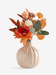 Orange Autumn Artificial Floral Arrangement in Ceramic Pot - Image 2 of 3