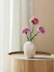 Artificial Carnation Florals In Ceramic Marbled Vase - 圖片 1/3