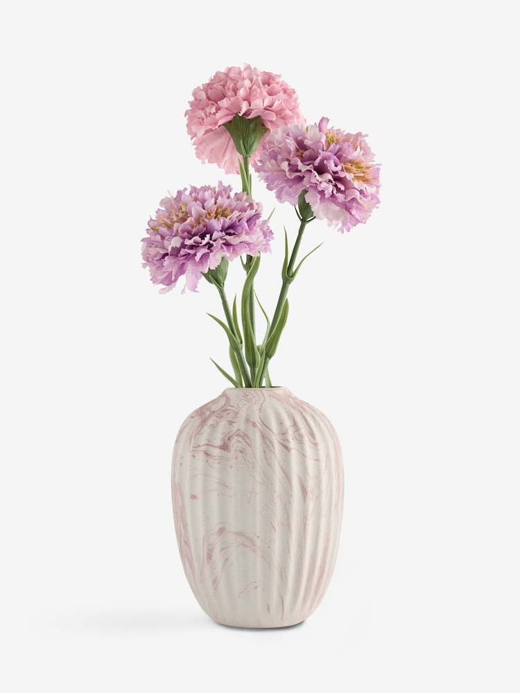 Artificial Carnation Florals In Ceramic Marbled Vase - 圖片 3/3