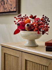 Red Artificial Autumn Fruit Centerpiece in Footed Bowl - Image 1 of 4