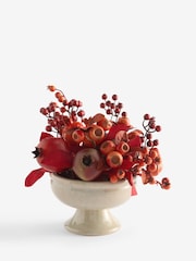 Red Artificial Autumn Fruit Centerpiece in Footed Bowl - Image 4 of 4